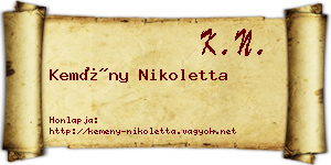 Kemény Nikoletta névjegykártya