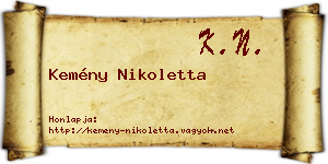Kemény Nikoletta névjegykártya